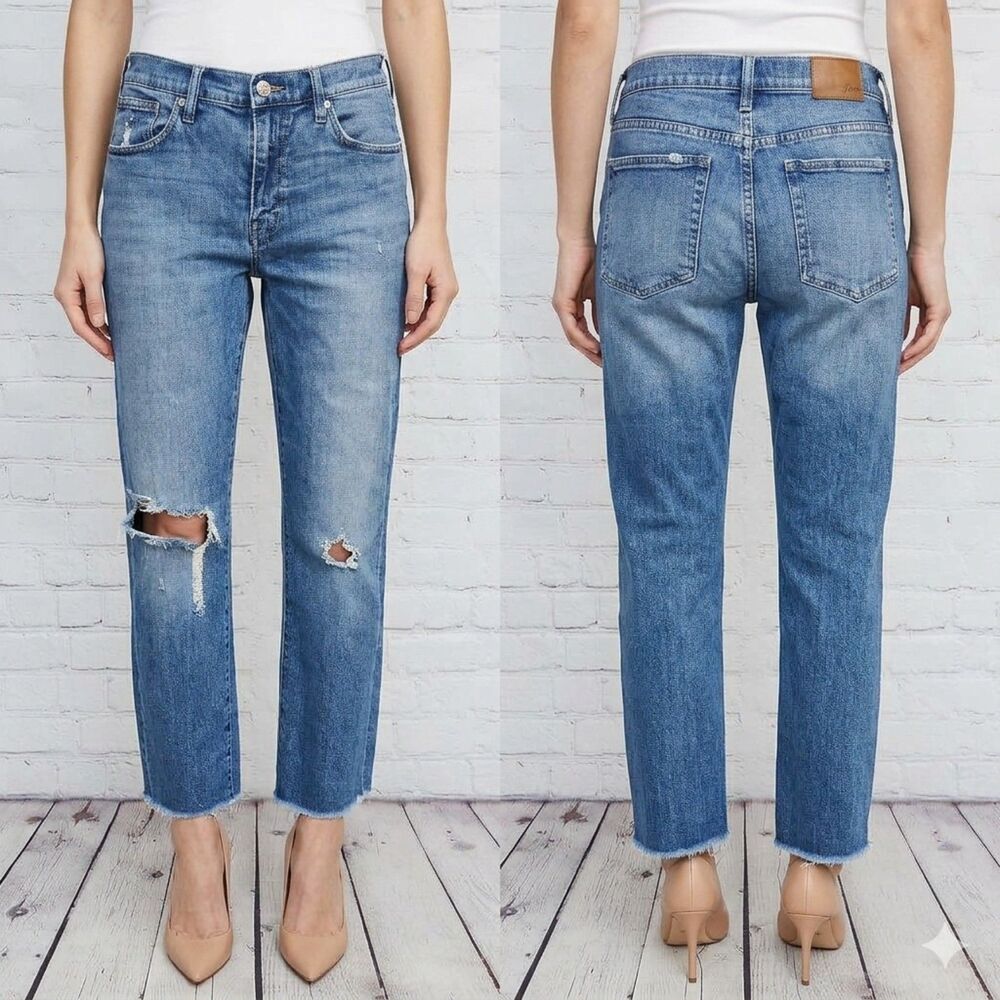 J.Crew Slim Boyfriend Jeans Size 29 Distressed Raw Hem